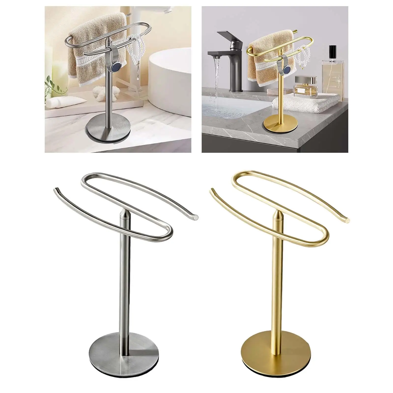 Towel Bar Rack Necklace Holder Stainless Steel Heavy Weighted Base Rust Resistant Versatile for Vanity Countertop Accessories