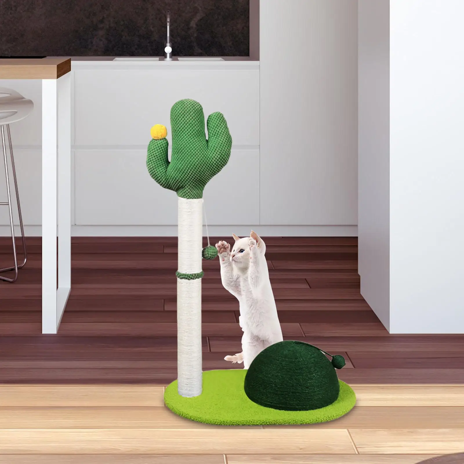 Cat Scratching Post with Dangling Balls Protect Your Furniture Vertical Green Tree Cat Climbing Post for Indoor Cats Kittens