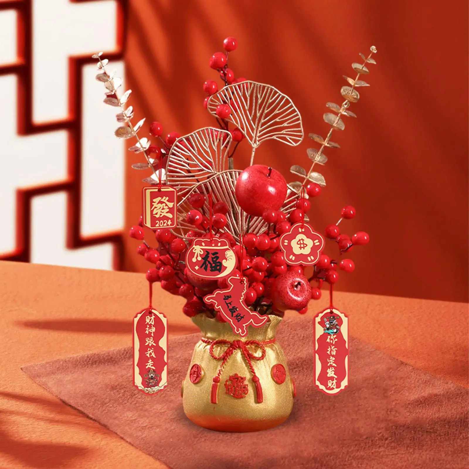 Purse Vase Photo Props Chinese Style for Spring Festival New Year Hotel
