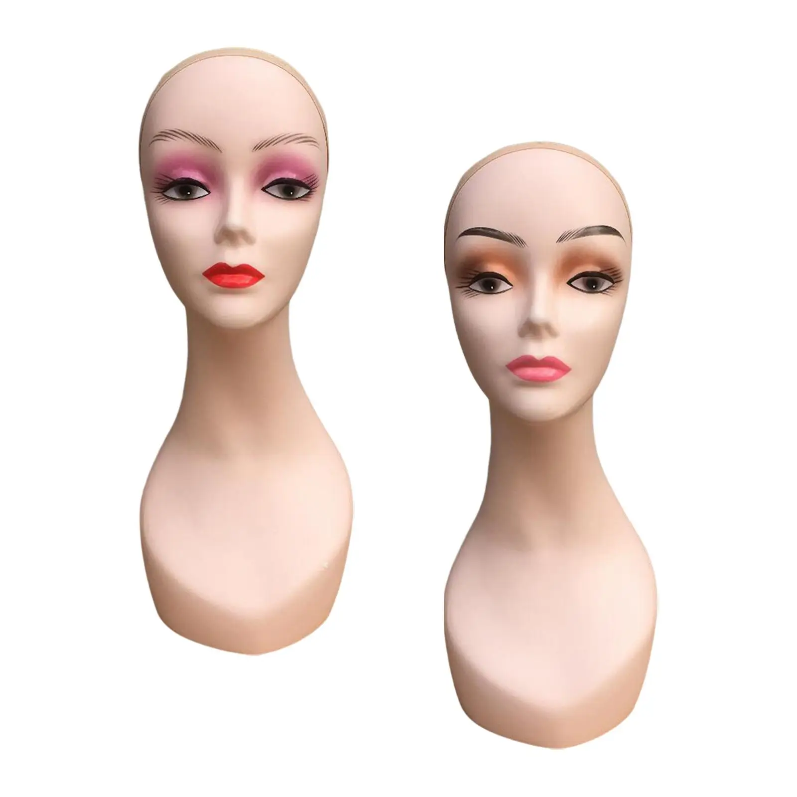 Women Mannequin Head with Makeup Durable Female Manikin Wig Head Stand for Headscarves Hairpieces Necklaces Jewelry Glasses Hats