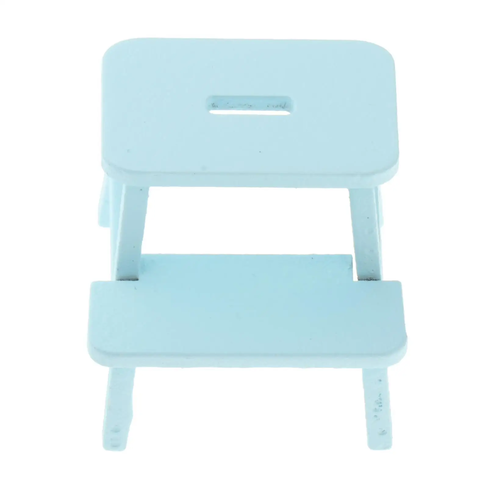 1:12 Scale Dollhouse Step Chair Handpainted Accessory DIY Decoration Two Step Stool Miniature for Doll House Bedroom Kitchen