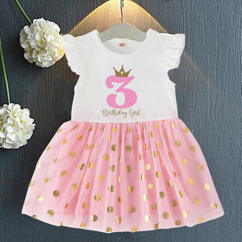 1-5Y Geburtstag Nummer Baby Kleine Mädchen Rosa Kleid Kinder Prinzessin Tutu Kleider Säuglings Outfits Kleinkind Mädchen Geburtstag Party Kleidung – Detail 4