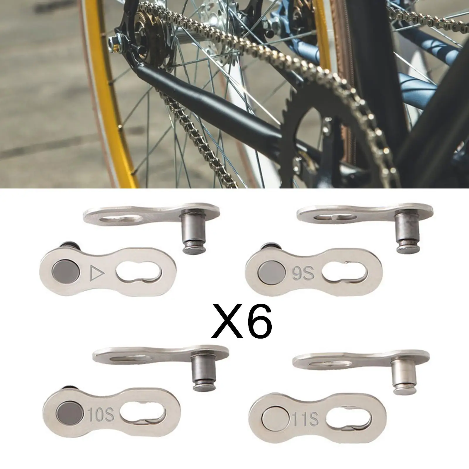 Road Bike Chain Master Links Chain Connector Quick-Link Bicycle Chain Steel Quick Coupling Missing Link for 6 7 8/9/10/11 Speed