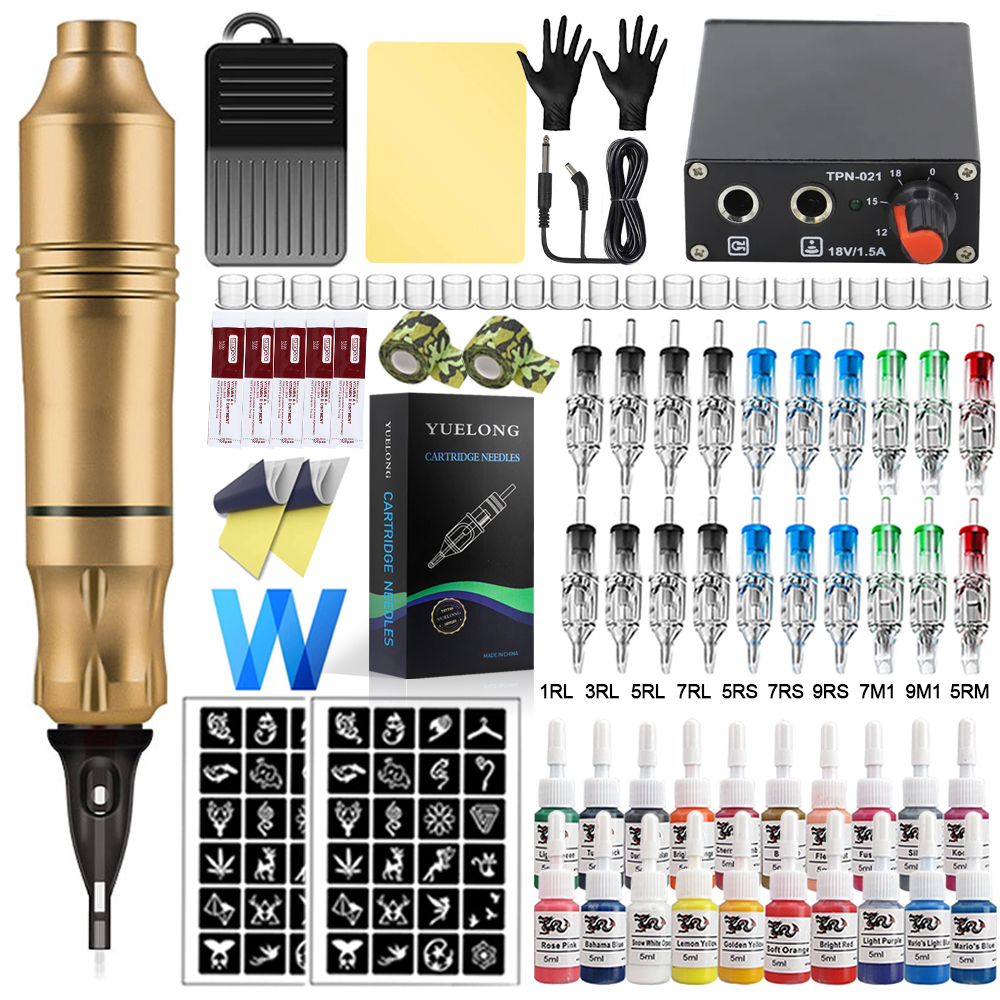 Best of Cartridge Tattoo Pen Machine Kit With Tattoo Power Supply Pedal Cartridges Needle For Complete Tattoo Beginner Machine Set Reviews & Tips