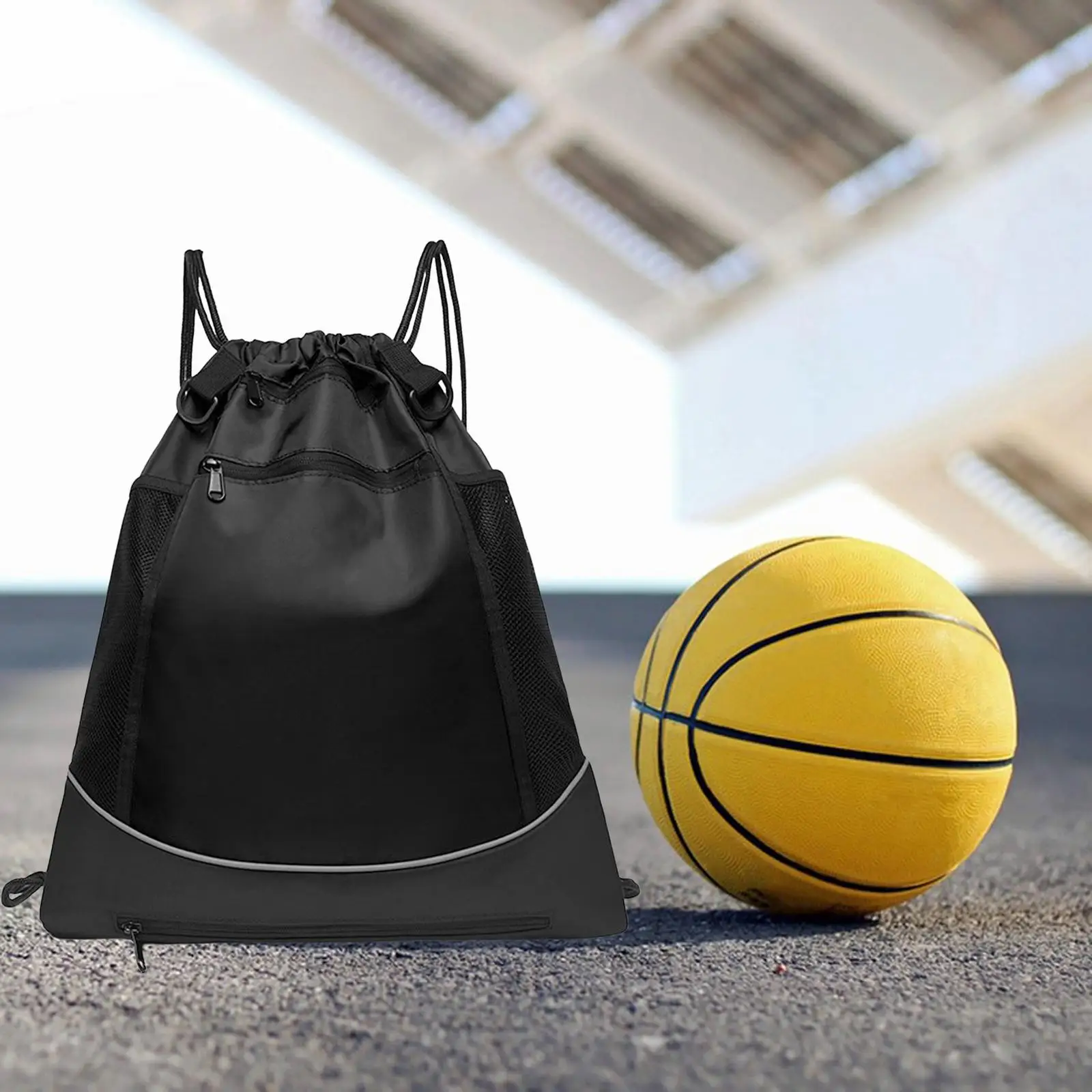 Drawstring Backpack Sports Gym with Water Resistant Shoulder Bag Pockets for