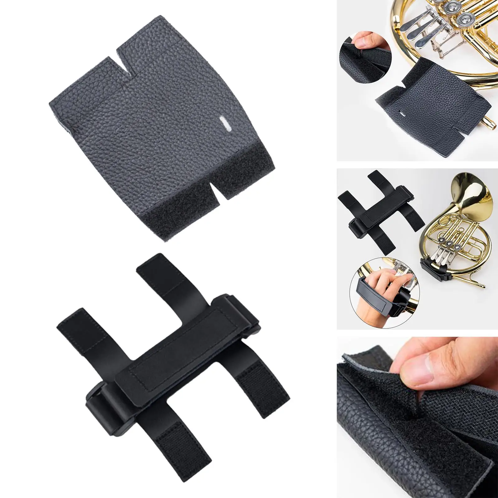 French Horn Hand Guard Portable Non Slip Brass Instrument Accessory PU Leather Wrap Cover for Stage Performance Practice