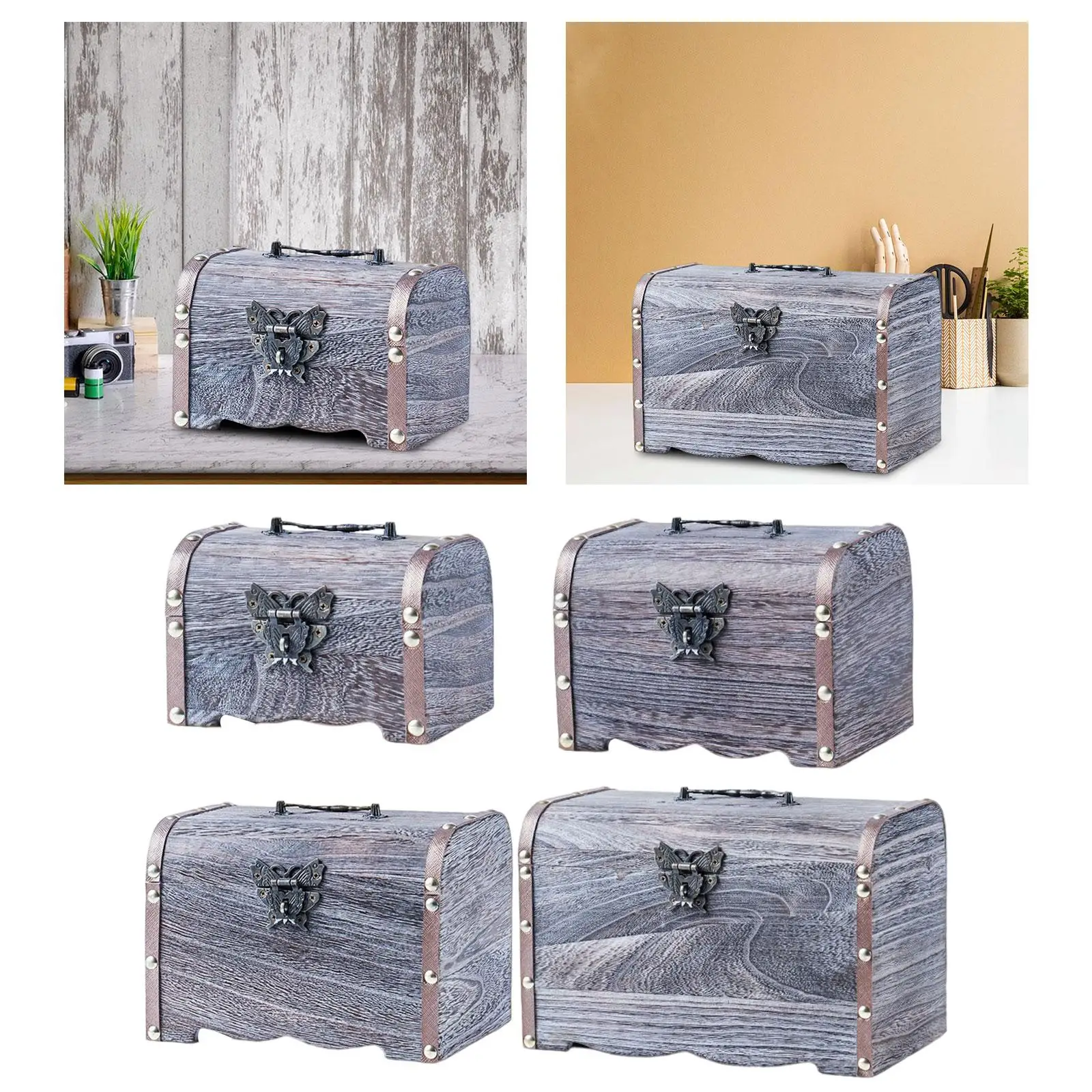 Treasure Chest Retro Style with Top Handle Storage Box Decoration Piggy Bank Money Saving Box for Girls Boys Prizes Adults Kids