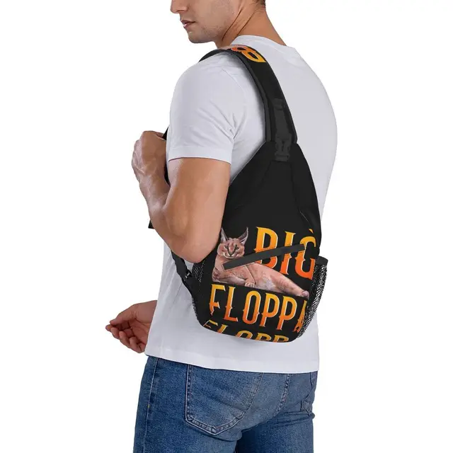 Grande floppa bebê meme estilingue peito saco personalizado caracal gato  crossbody mochila de ombro para homens viajar daypack