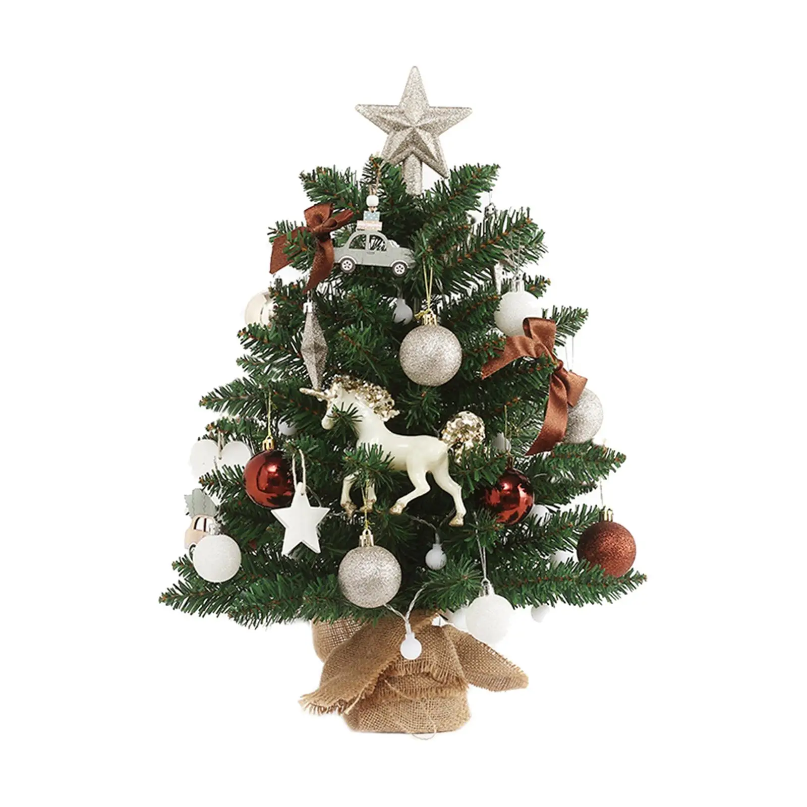 Mini Christmas Tree Artificial Ornament 50cm Home Decors Centerpiece with Lights Photo Props PVC for holiday Office