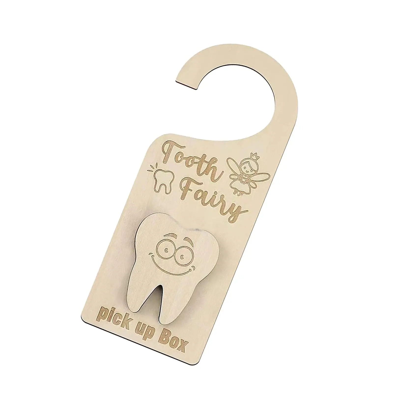 Wooden Tooth Fairy Pick up Box Keepsake Organizer Case Tooth Fairy Door Hanger for Lost Teeth Kids Boys