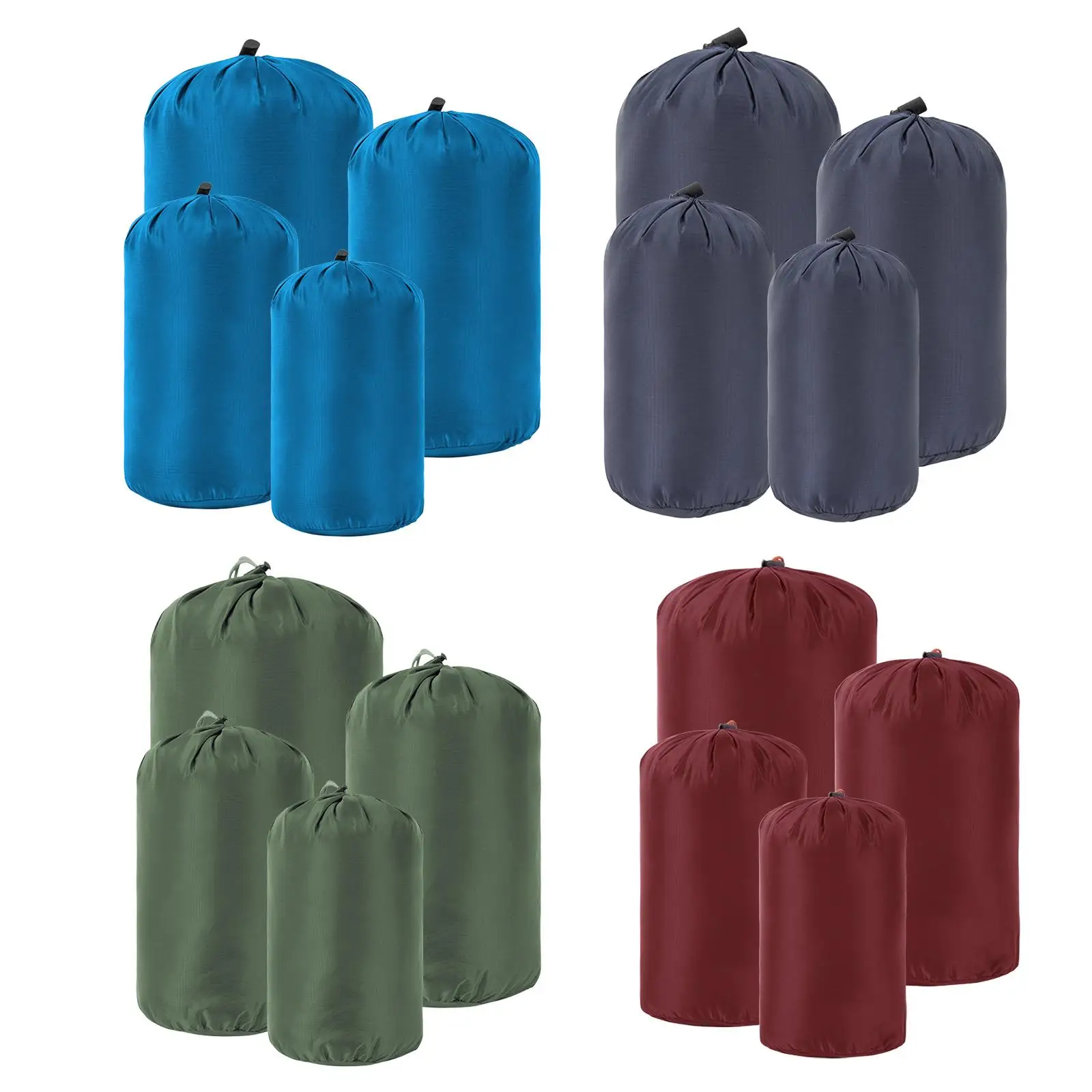 4x Compression Stuff Sack Lightweight Water Resistant for Travel Equipment