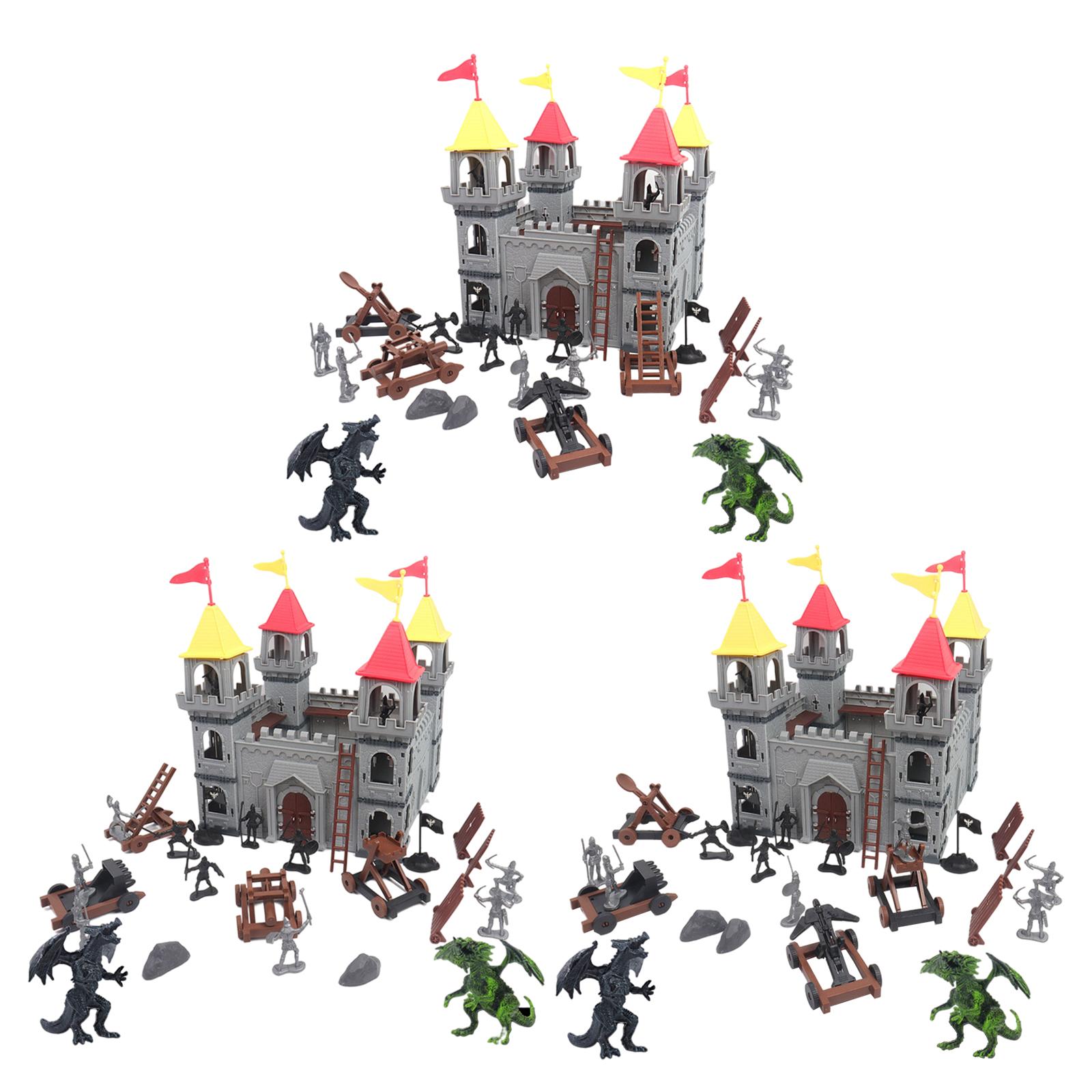 19Pcs/set   - Cool Castle Play / Soldiers, Vehicles, Drangons Pretend    Toy Figurines for Boys