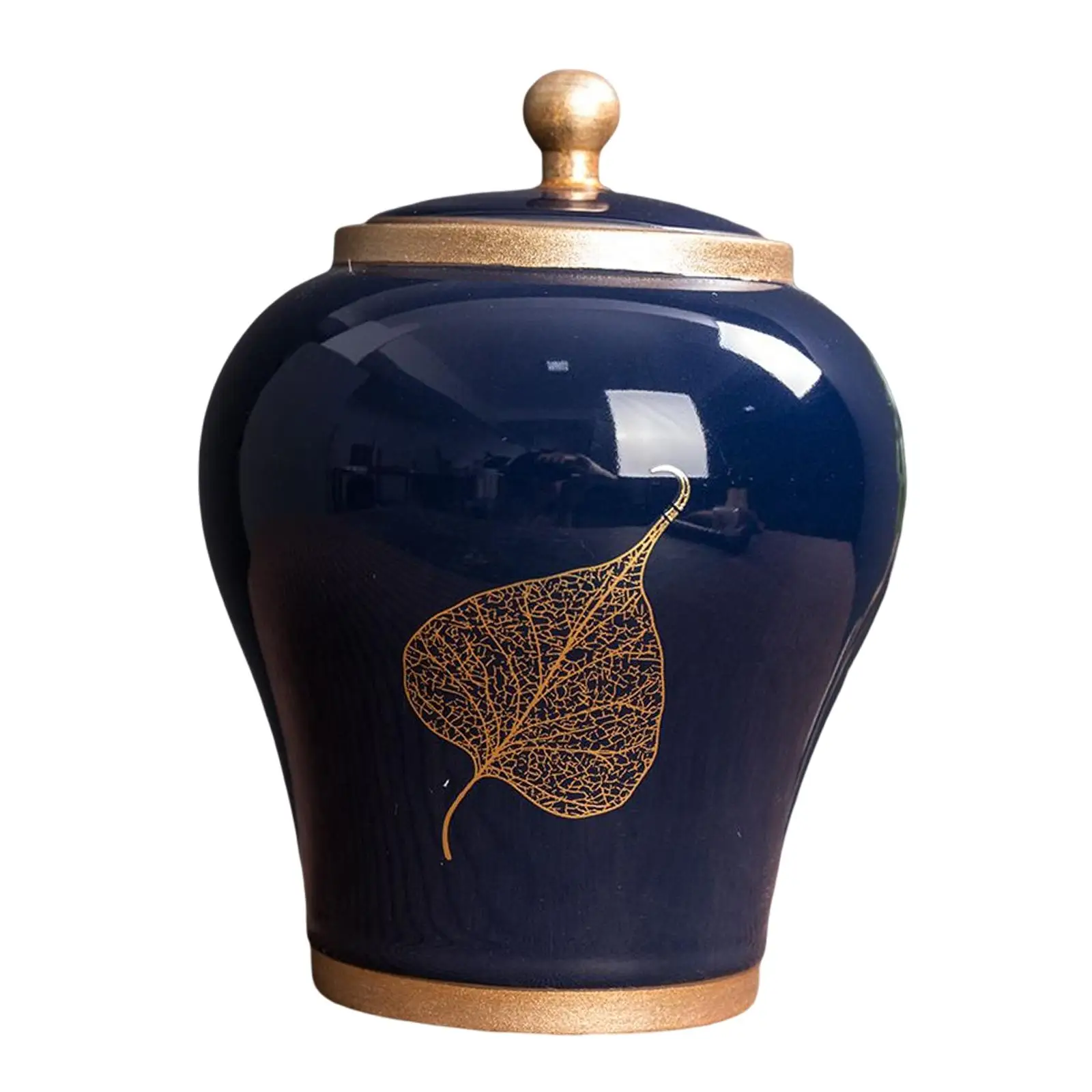 Ceramic Ginger Jar Decorative Vase Can Traditional Tea Caddy with Lid for