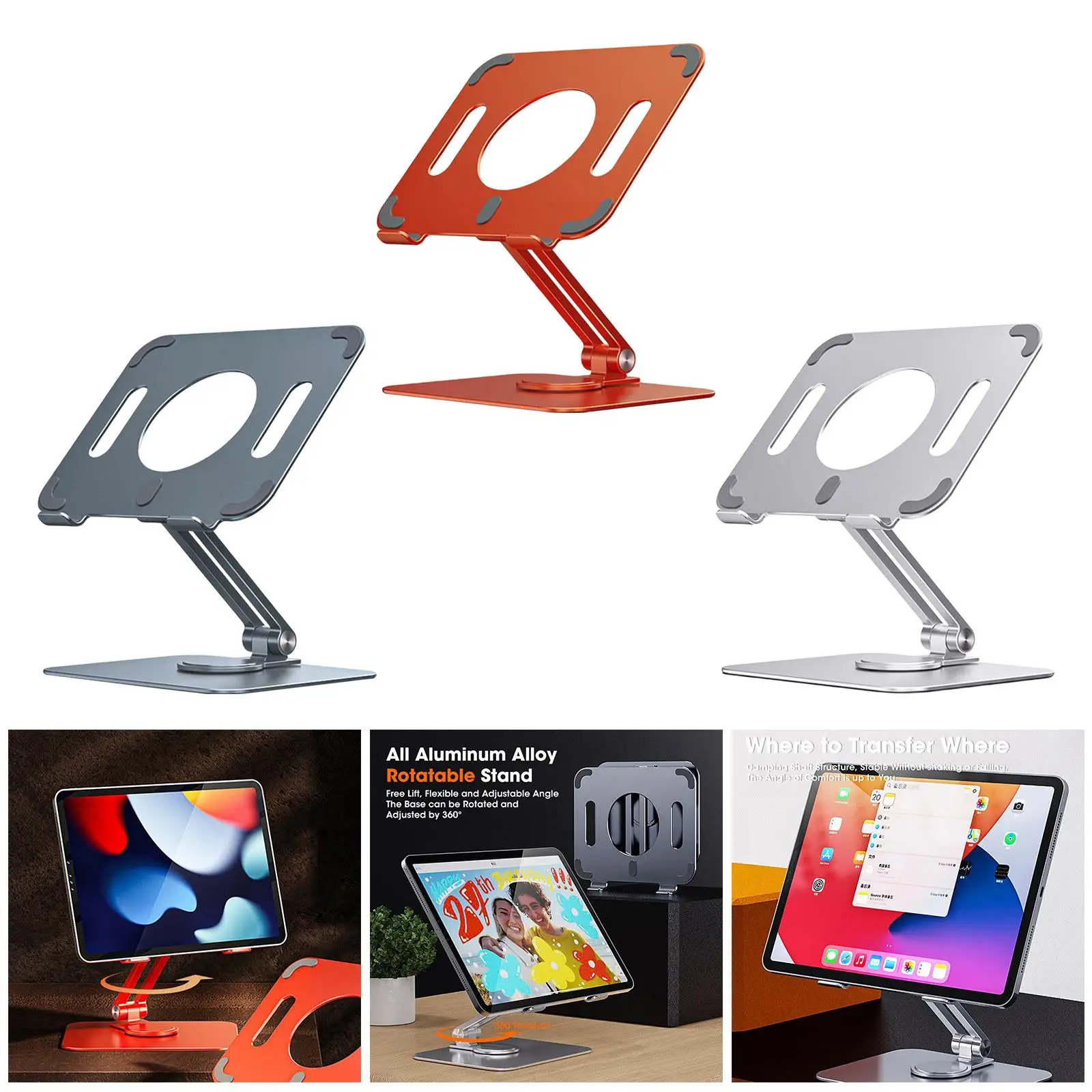 Tablet Stand 360 Rotating Desk Riser Adjustable Height Laptop Riser Stand for iPad Office