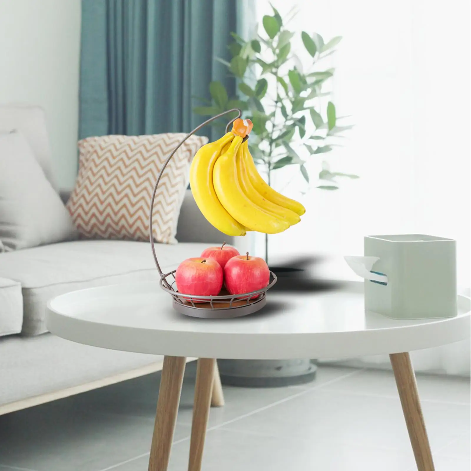 2 in 1 Banana Holder Counter Top Stand with Fruit Bowl Egg Holder Table Storage Stand