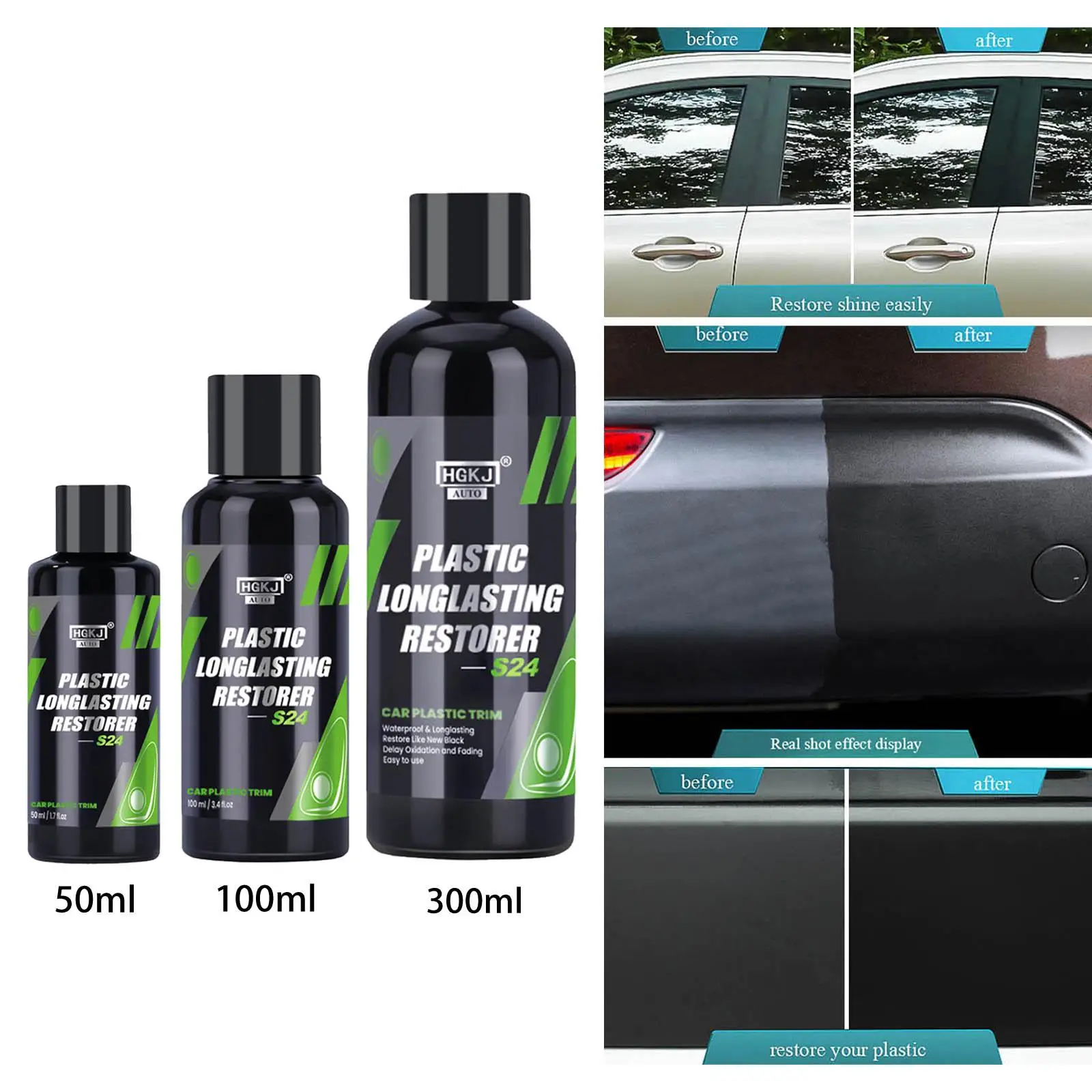 S24 Restorer Hydrophobic Instant Black Cleaner Liquid Coating for Parts Car Detailing Door Frames Tires  Agent