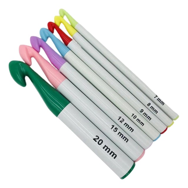 6Pcs Crochet Hook Set Large 7mm-20mm Large Size Yarn Crochet Hooks