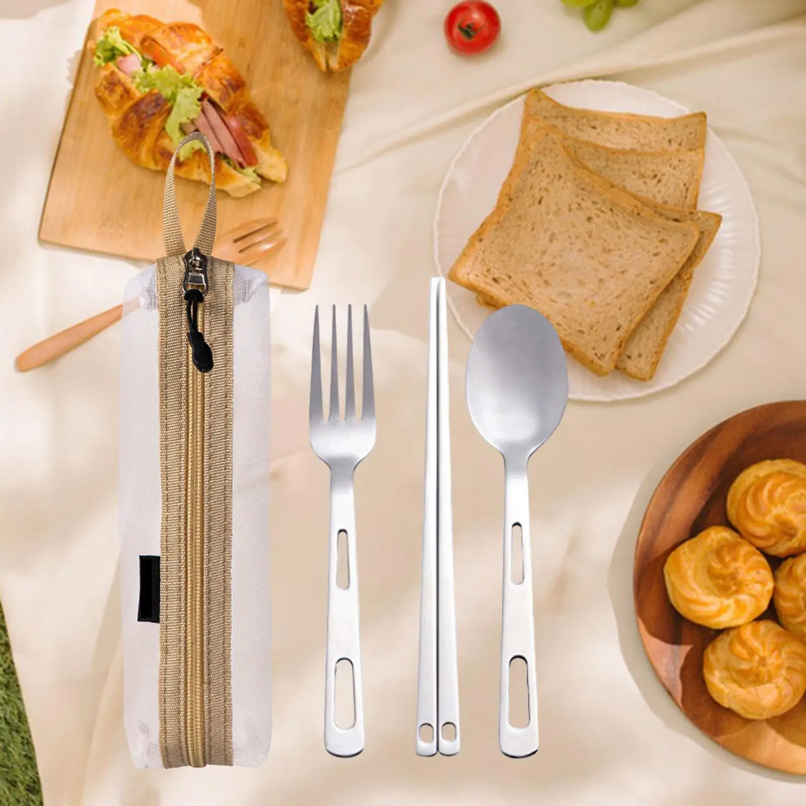 Camping Cutlery Set Dinnerware Cookware Reusable Outdoor Tableware Flatware