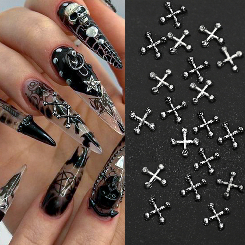 Best of 20 / 10Pcs Punk Cross Metal 3D Nail Charms Halloweed Ancient Gold / Silver Alloy Nail Art Decoration 4 / 6mm Cross Manicure Supplies Reviews & Tips