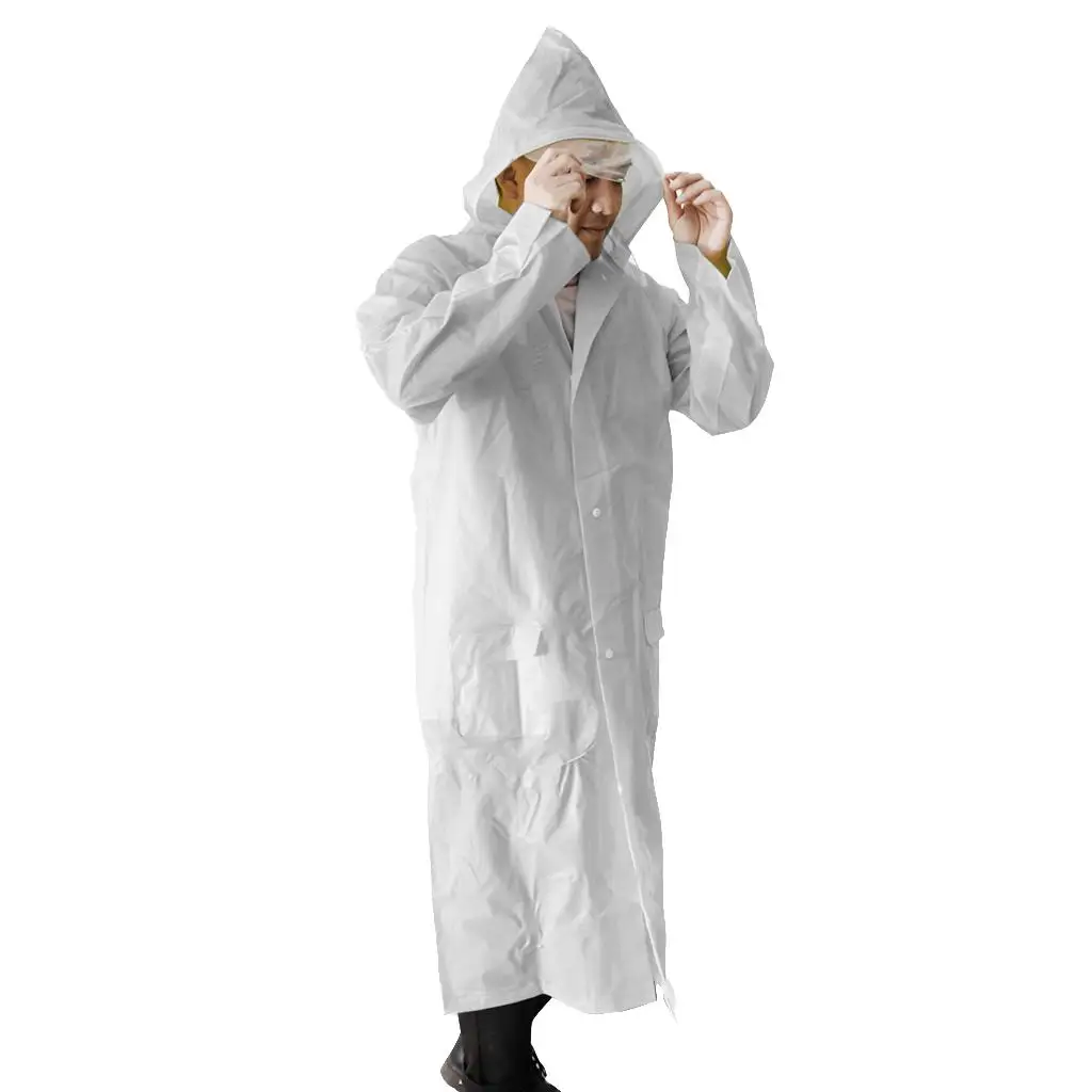 Windproof Rain Suit EVA Comfortable Emergency Rain Ponchos with Pockets Hat, Reusable Raincoats for Men Women Kids Teens