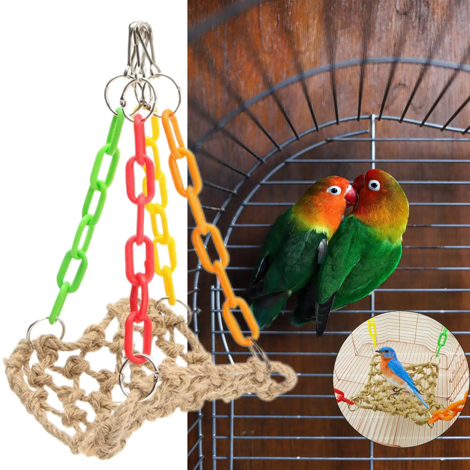 Pet Parrot Swing Toys Hanging Cage Toy Cage Toy Hammock Perches Stands for Finches Love Birds Parrot Small Bird Pet Supplies