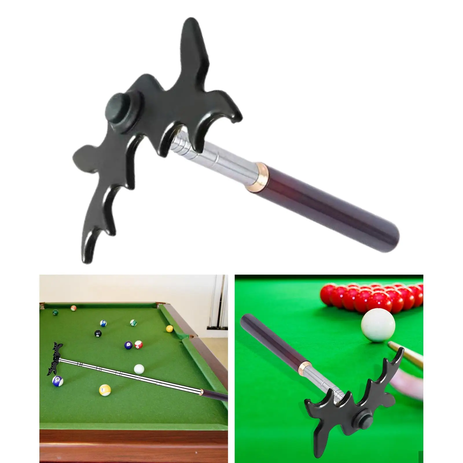 Billiards Cue Bridge with Removable Head Telescoping Extendable Snooker Pool