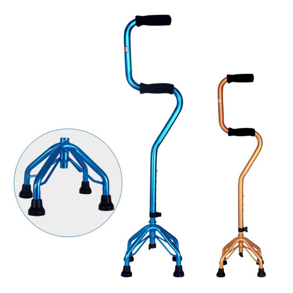 Bathroom Skid Resistance Aluminium Quad Cane Ladder Crutches Trekking Pole