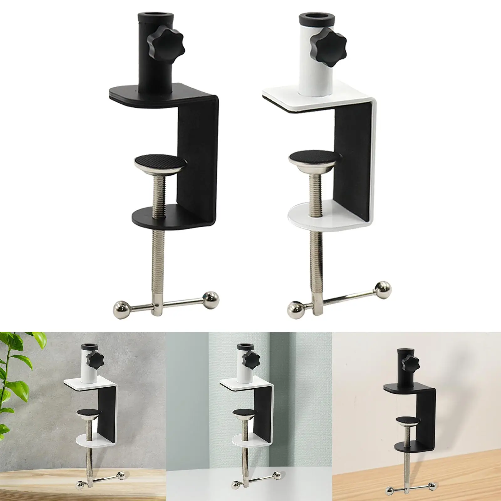Desk Table Mount Clamp with Adjustable Screw Protective Heavy Duty Stable Arm Stand for Microphone Monitor Desktop Lamp Cameras