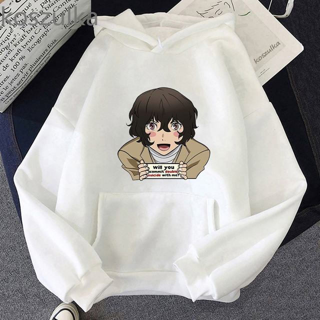 Anime Bungo Stray Dogs Dazai Osamu Cool Men Hooded Sweatshirt Fashion  Cartoon Manga Winter Casual Women