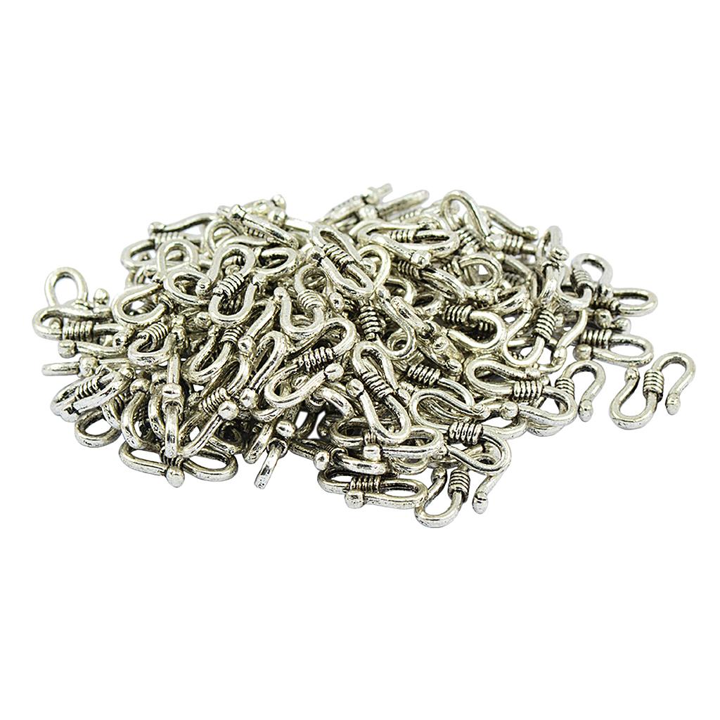 100 Pieces 15x8mm Alloy  Tibetan  Hook Connectors Clasps Necklace Clasp Bracelet Clasp DIY Jewelry Findings Accessories