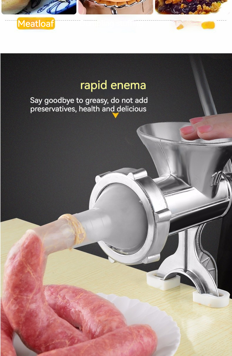 Description Picture 6 of itemHousehold Hand-cranked Sausage Machine Meat Grinder Dumpling Stuffing Vegetable Mince Meat Grinder Homemade Sausage Machine
