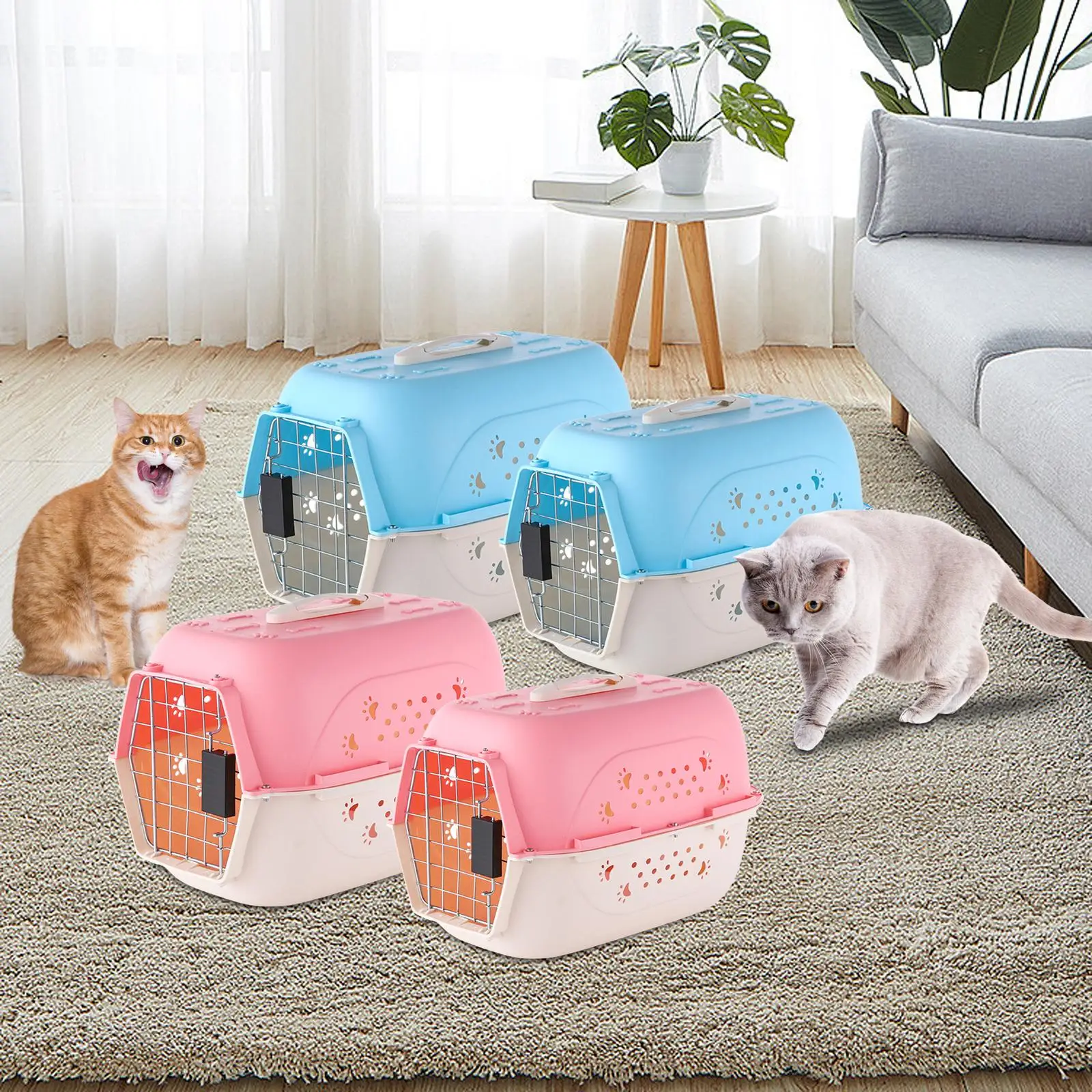 Breathable Cat Cage Kennel Airline Carrying Hard Sided Travel Carrier for Small Medium Animals Rabbits Kitten Walking Traveling
