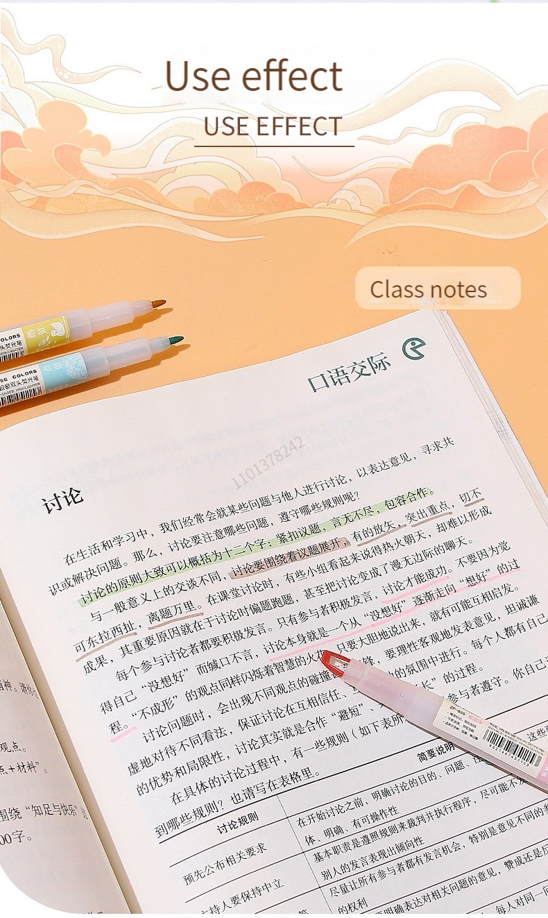 ZhiPai 5 Stück/Set Textmarker mit doppelter Spitze, Kawaii, farbige Manga-Marker, Pastellfarben, Scrapbooking, japanisches Schreibwaren-Schulmaterial – Detail 9