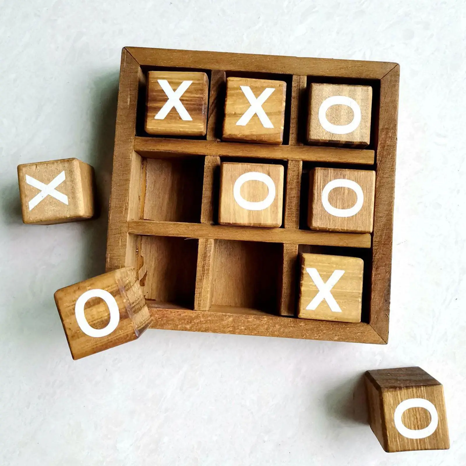 Wooden Tic TAC Toe Game Strategy Board Games Party Favor Fun Indoor Brain Teaser Travel for Home Adults Friends Decor