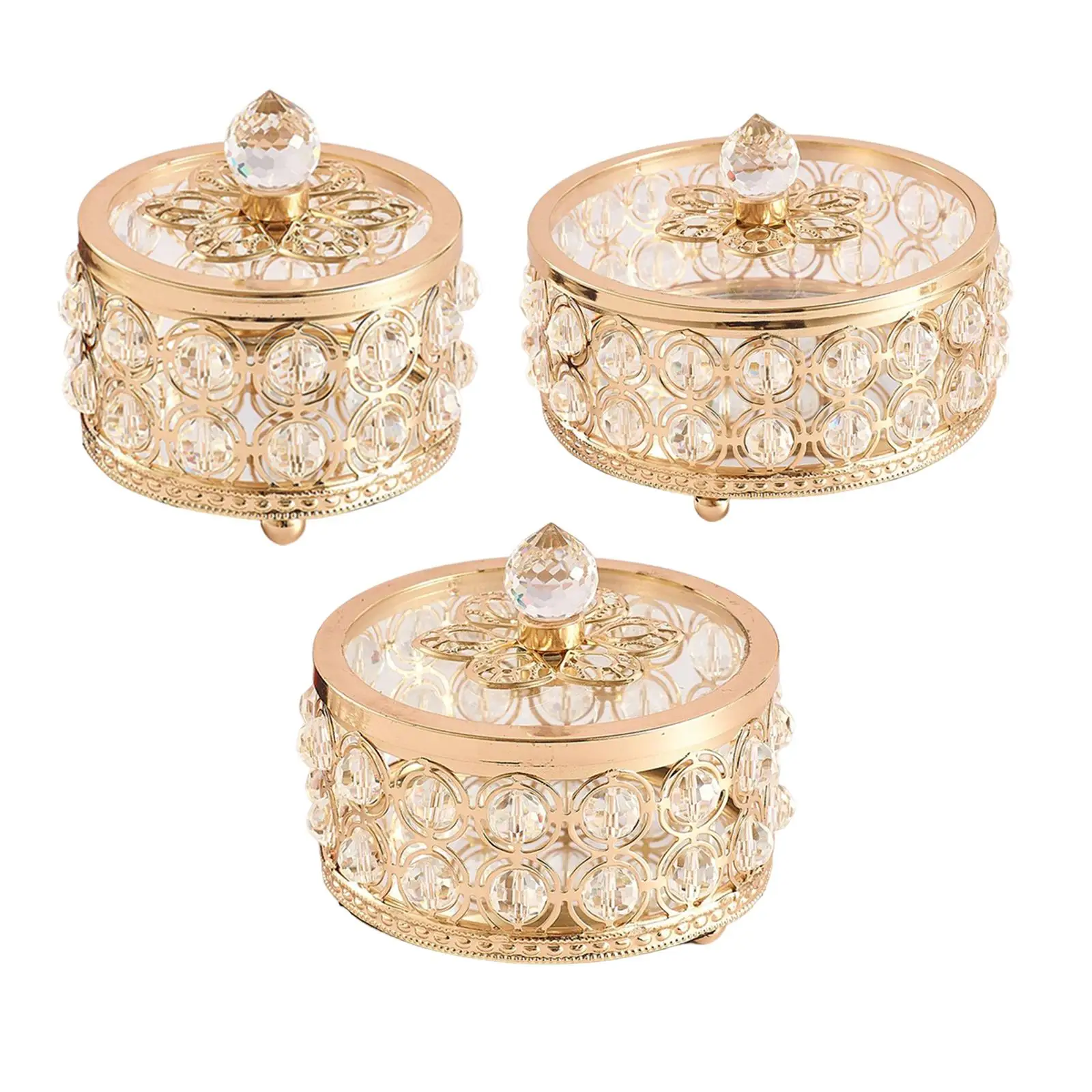 Crystal Jewelry Box Display Decorative Gold Holder for Rings Home Decoration