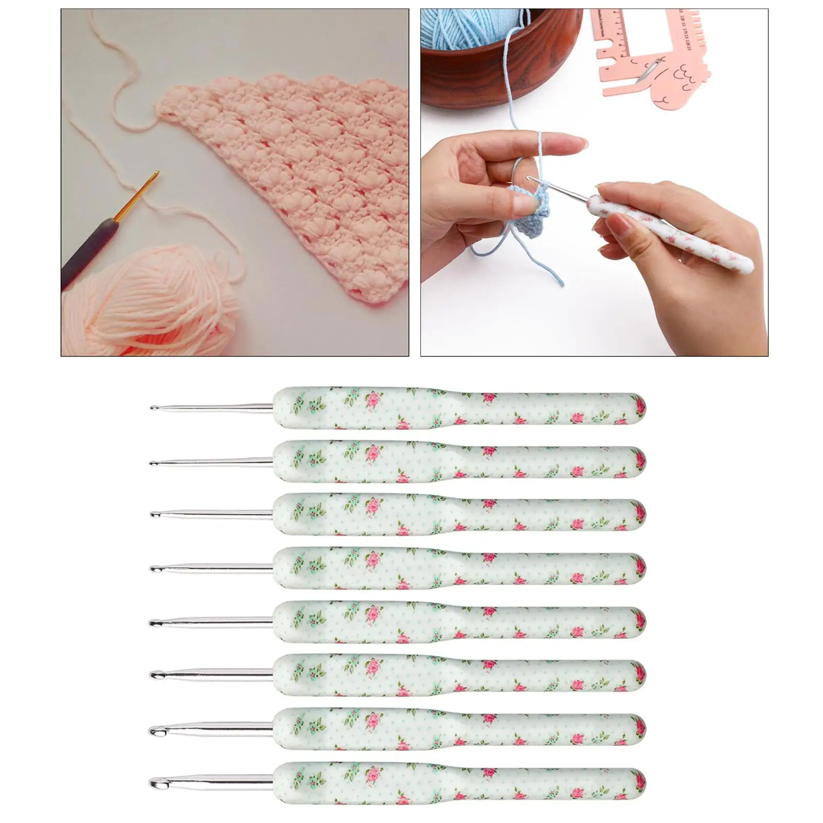 Crochet Hooks Set,8 Pcs 2.5mm-6.5mm  Handles,Smooth Knitting  Kit, Colorful Knit  Weave Yarn Set, for Women