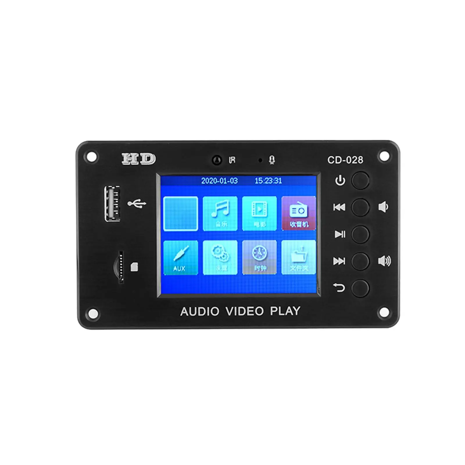 2.8 inch TFT Screen Audio Video Decoder Audio Amplifier Alarm Clock Calendar Bluetooth Module Decoding Board for Controller Car