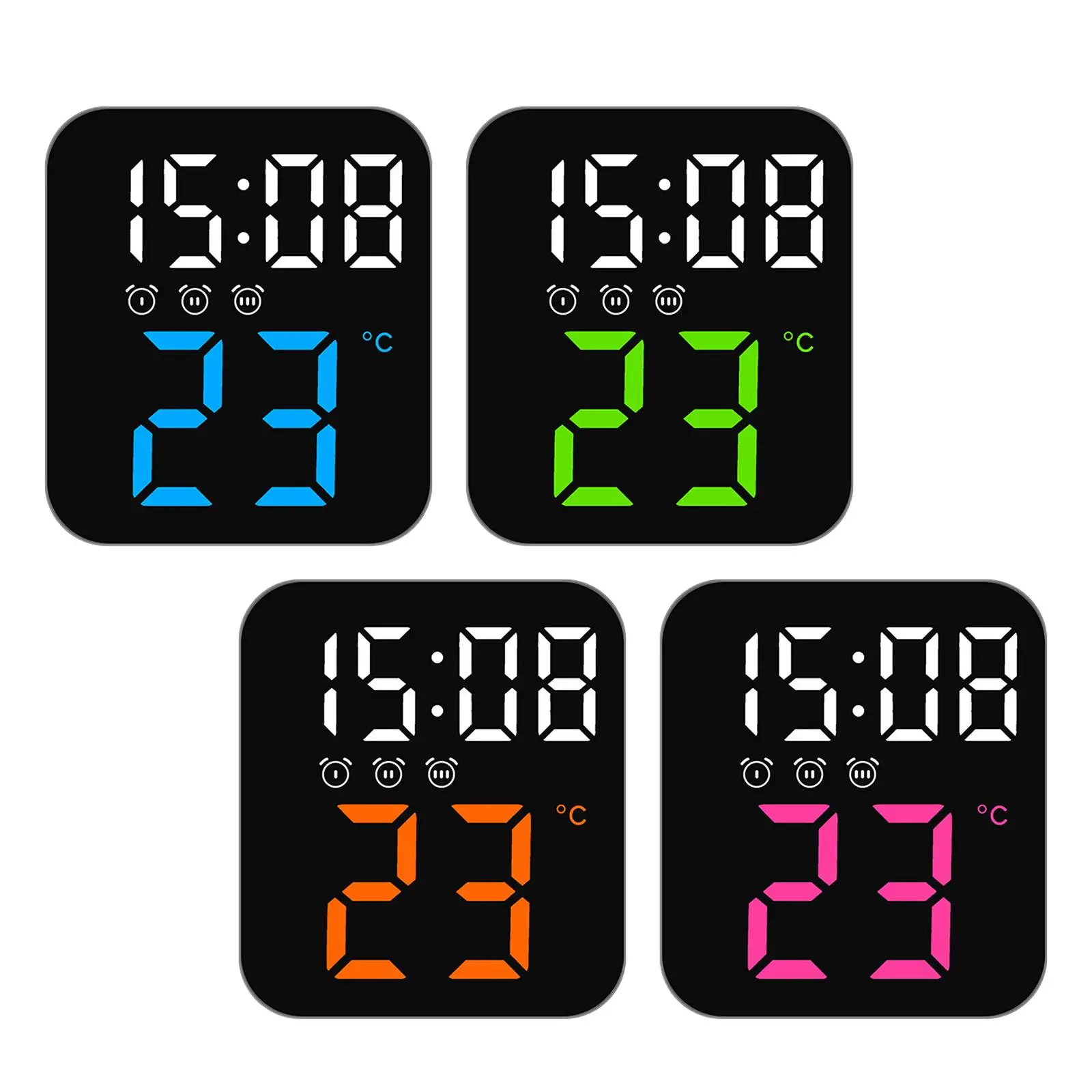 Digital Alarm Clock Bedroom Temperature Time Date Desk Silent LED Clock Digital Clocks for Bedroom Living Room Hall Cafe Beside