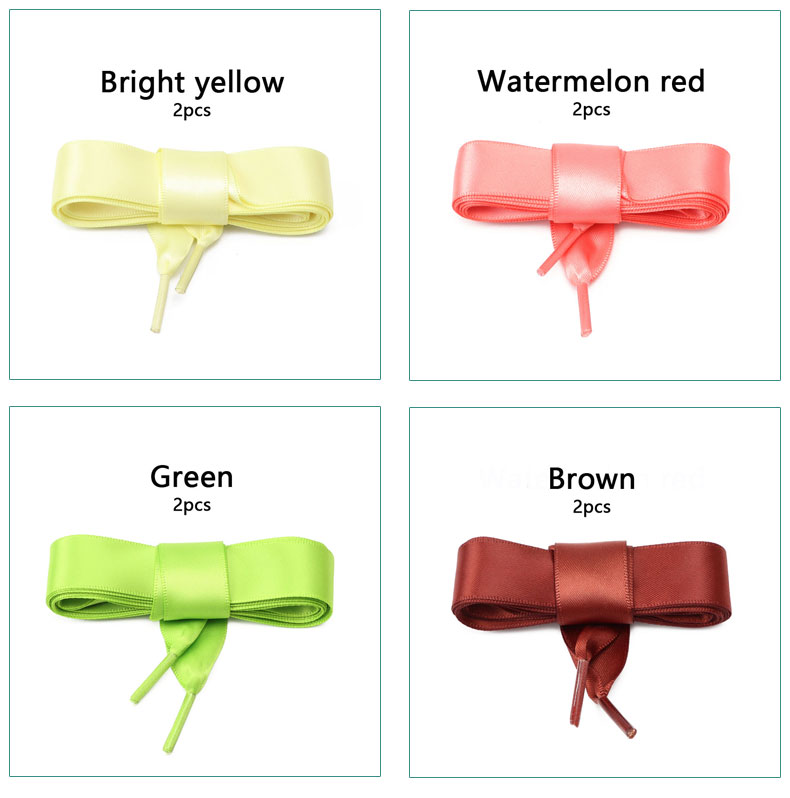 New Ribbon Sneakers Laces Satin Candy Color Double Sided Polyester Smooth 2cm Wide Women Shoes Shoelace Silk Wide Flat Web Lace