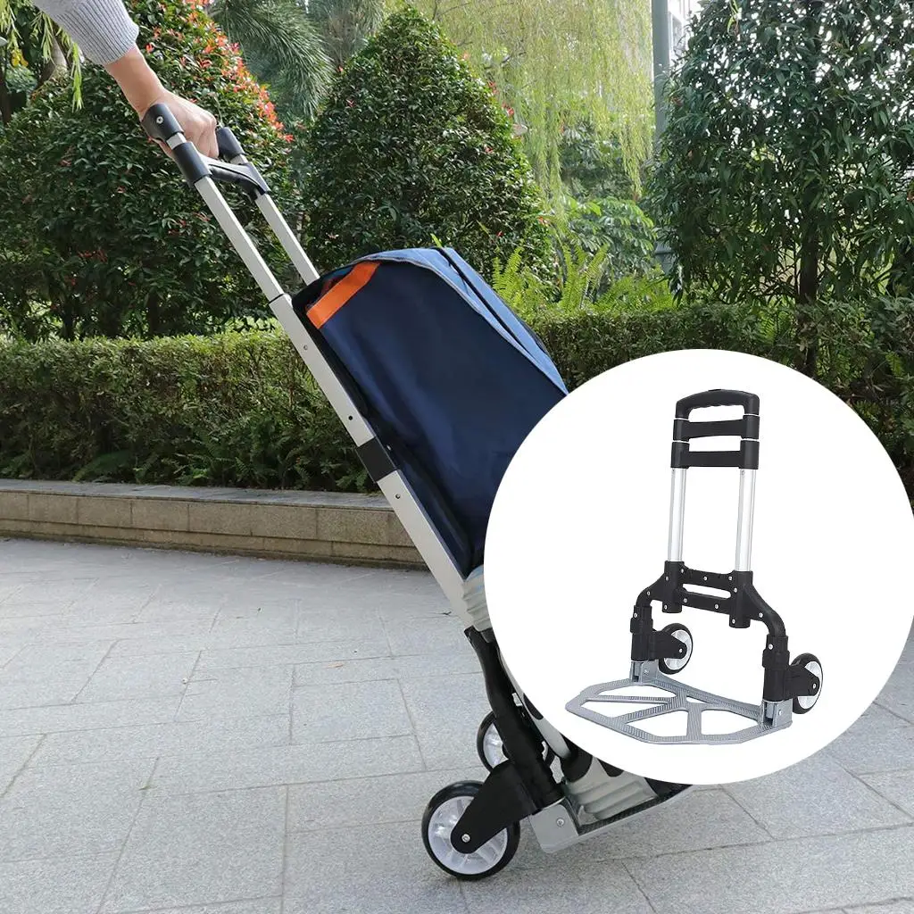 Heavy Duty Aluminum Alloy Folding Hand Truck Portable Barrow Trolley Travel Luggage Shopping Cart