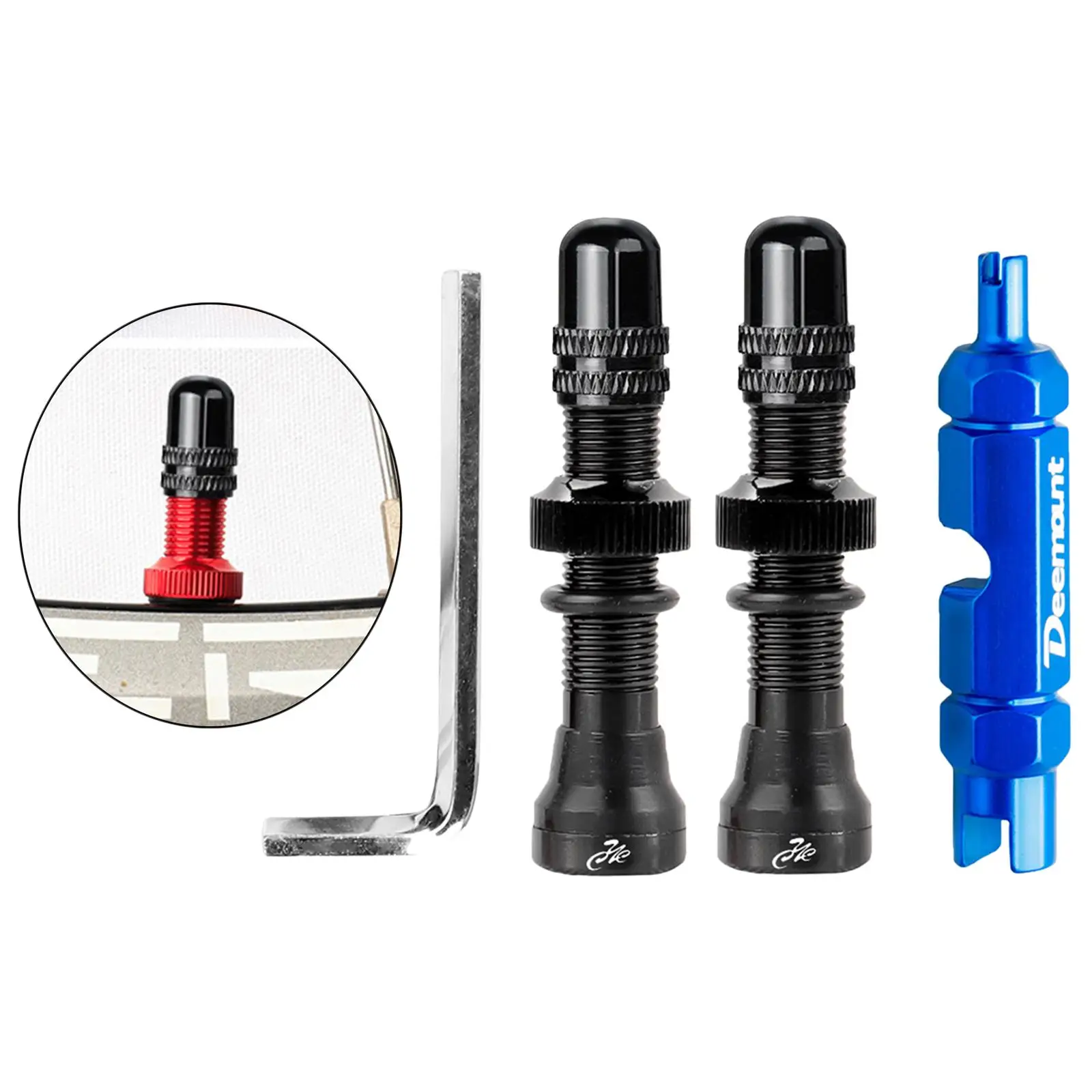 Valve , Replacement  Valve Remover Tool Kit, Tubeless Valve Core for Universal Road Bike Car with Wrench