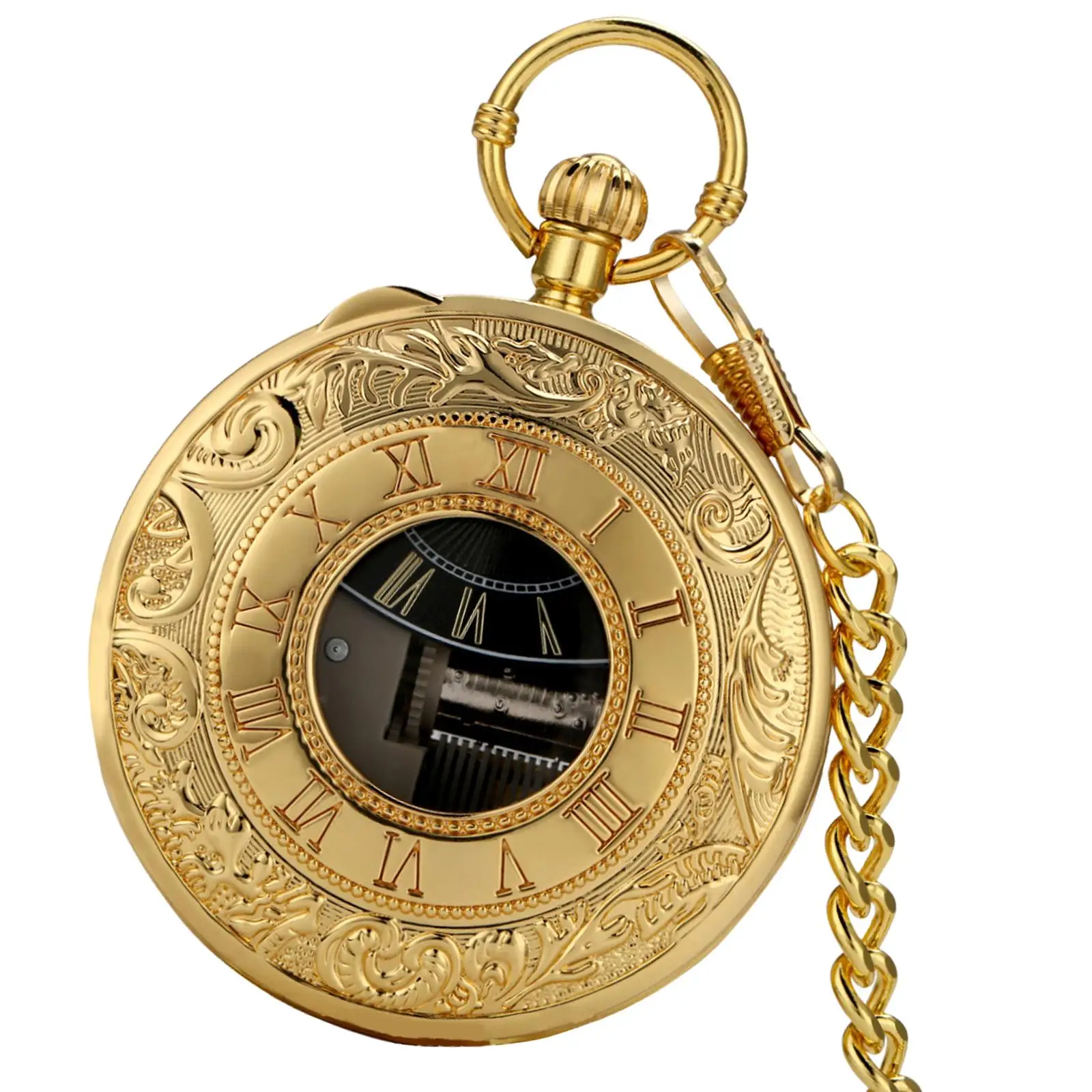 Antique Quartz Pocket Watch Chain Clock Musical Movement Fashion , The Removable Chain IS Easy to Assemble and Disassemble Round