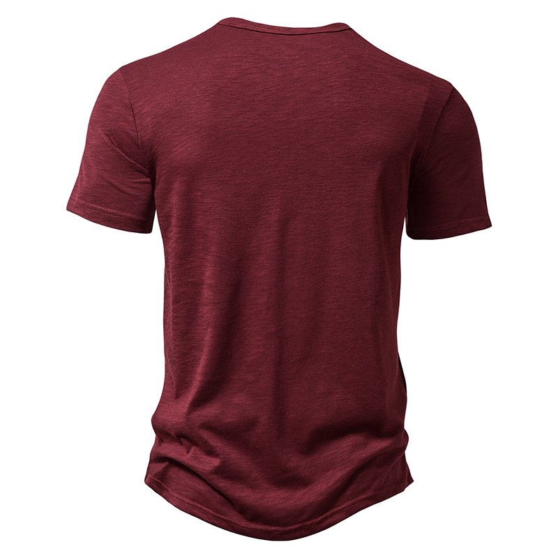 New Korean Henry Collar Summer Men's Solid Color Short Sleeve T-shirt for Men Casual Polo Shirts Men's Sports Tops