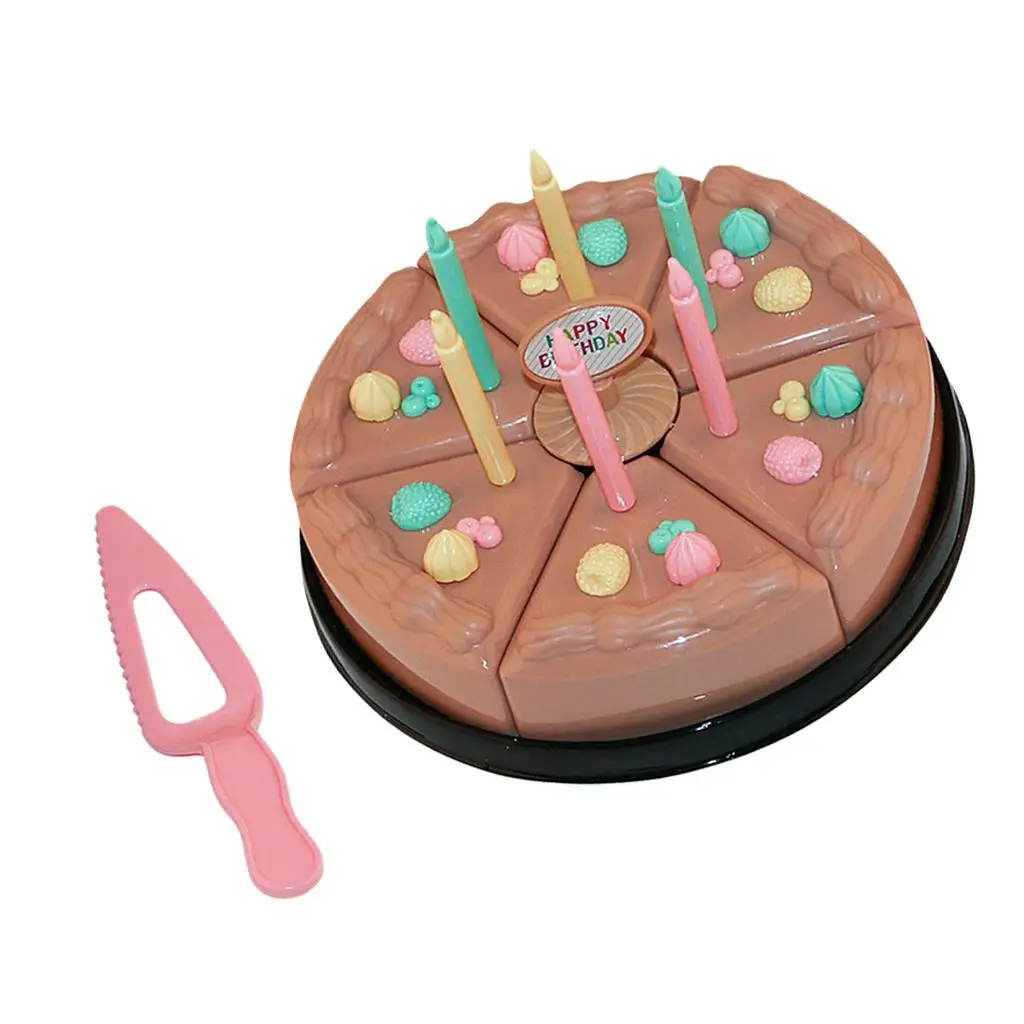 Children  Set, Birthday Cake with Candles  Pretend Food Toy Chocolate Cake Set for Kids, Pack of 32