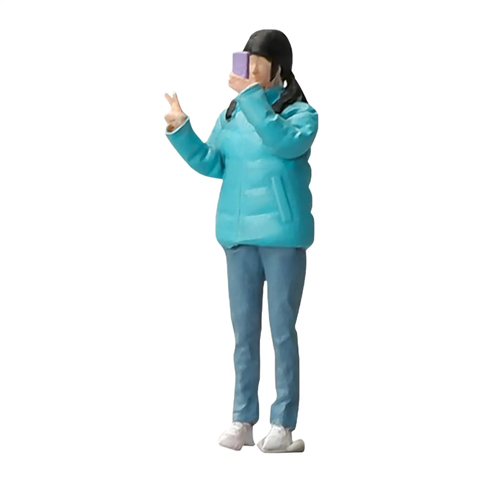 1:64 People Figures Down Jacket Girl for Diorama Scenery Landscape Dollhouse