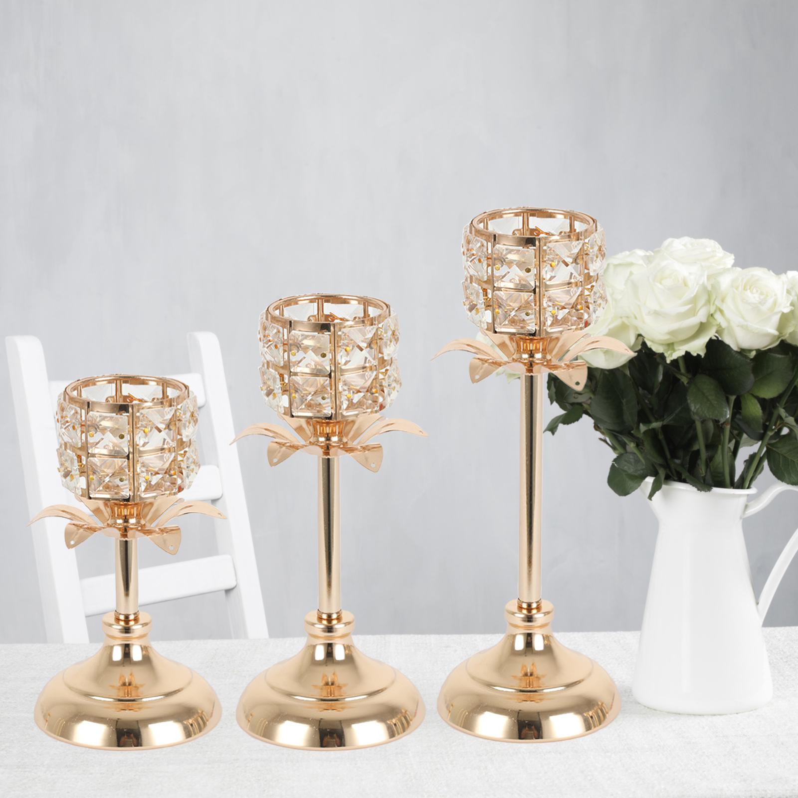 Gold Candlestick Metal Pillar Stand Ornaments Centerpiece Centerpieces Gift for Wedding Tea Light Parties Table Living Room