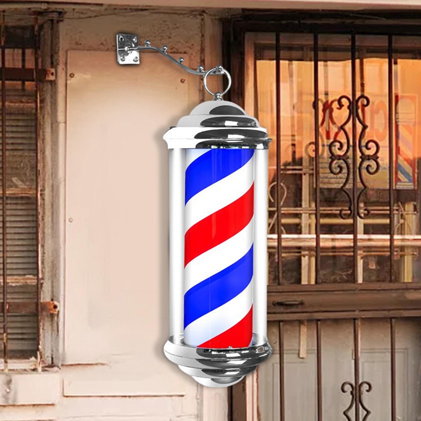 Barber Shop Sign Open Lighting Hair Salon Wall Mounted Rotating Pole LED Light