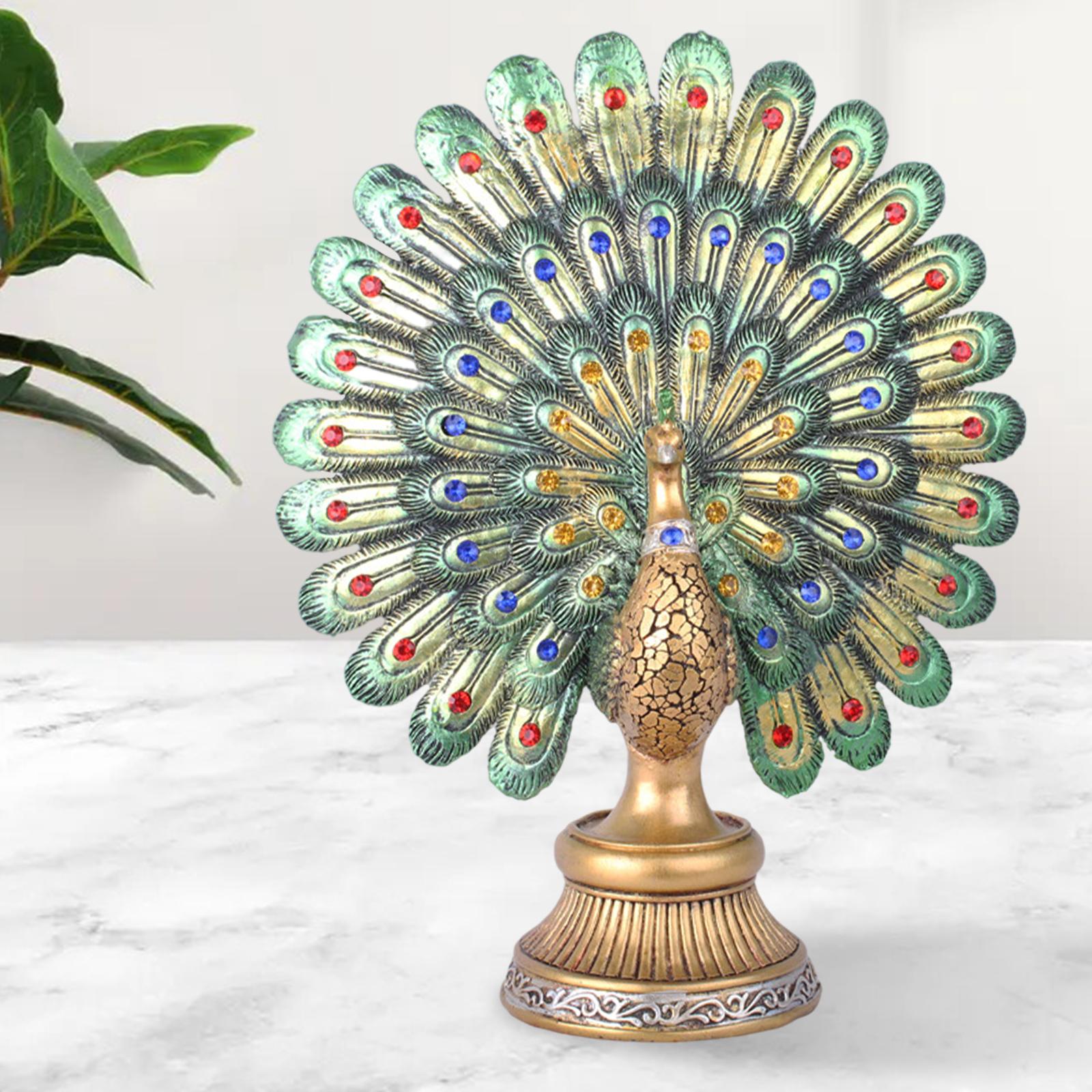 Creative Peacock Statue Sculpture Art Crafts Modern Animal Figurines for Garden Home Entry Decor Porch Entrance Accessories