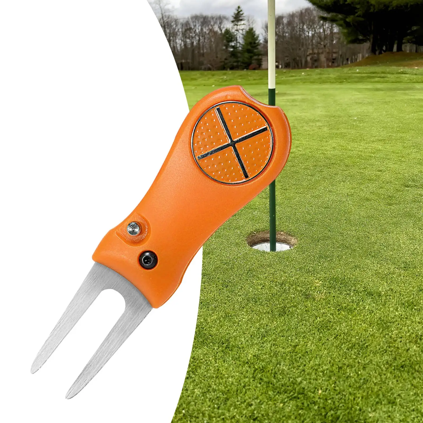 Golf Divot Tool, Foldable Stainless Steel Green Fork, Lawn Repair, Golf Fork for