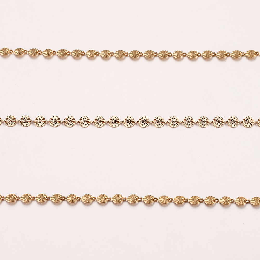 1M 4/5mm Runde Scheibe Sonnenblume Edelstahlketten Vergoldete Kette für Fußkettchen Halskette Armband DIY Schmuckherstellung Zubehör – Detail 4